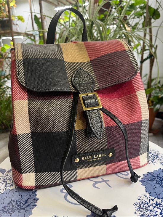 Burberry Handbags - Burberry Blue Label Multicolor Plaid Drawstring Backpack